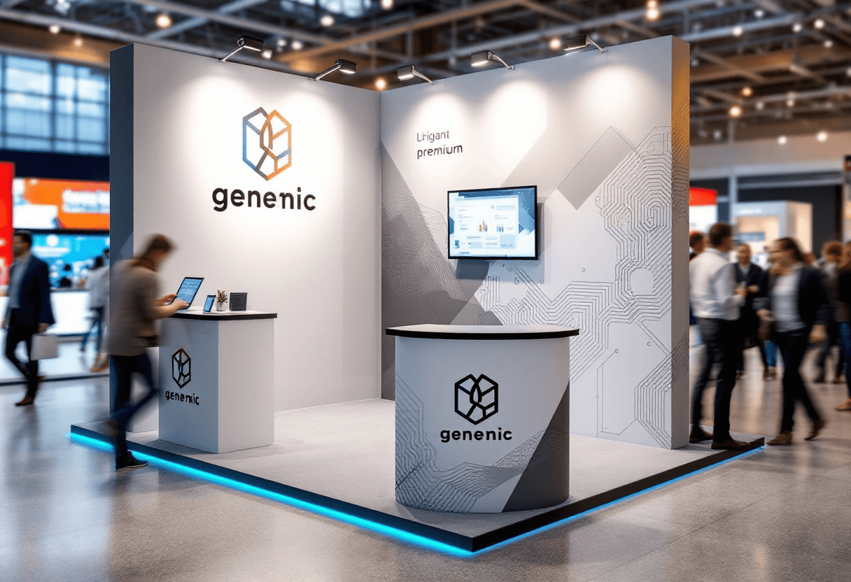 Stand de salon personnalisé avec supports de communication visuelle